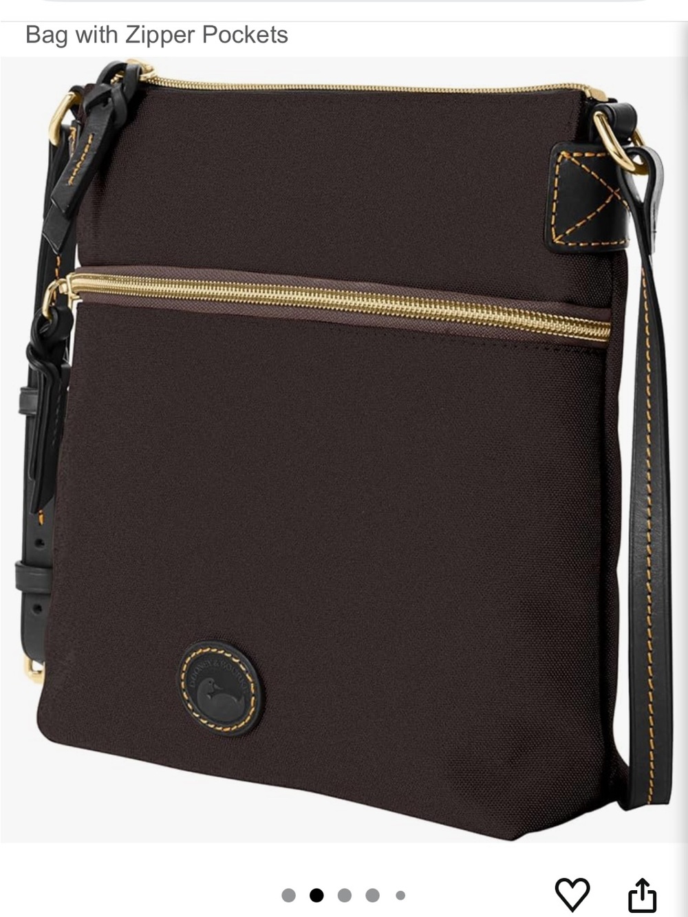NWT Dooney & Bourke Black/Black Crossbody Bag with Gold Hardware